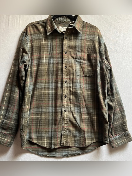 L.L. Bean Other - Vintage L.L. Bean Men's Green Plaid Button-Up Shirt Medium Made in Canada M